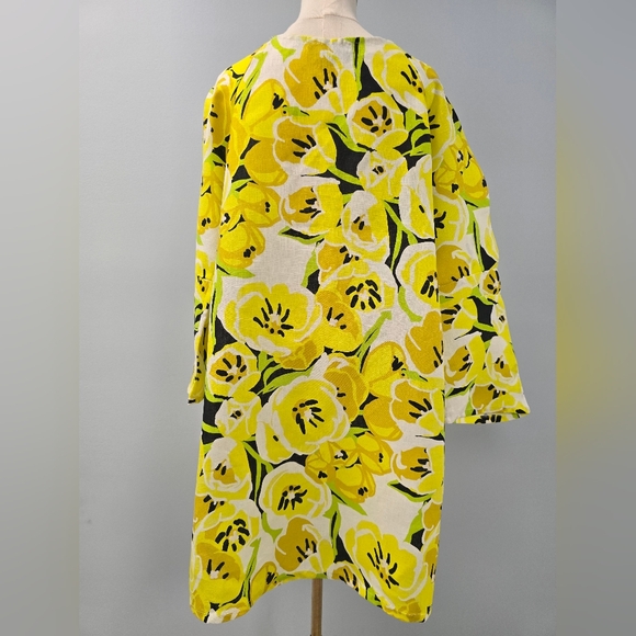 Lesley Evers Yellow Floral Dress Size Large  D240099 - Picture 3 of 9